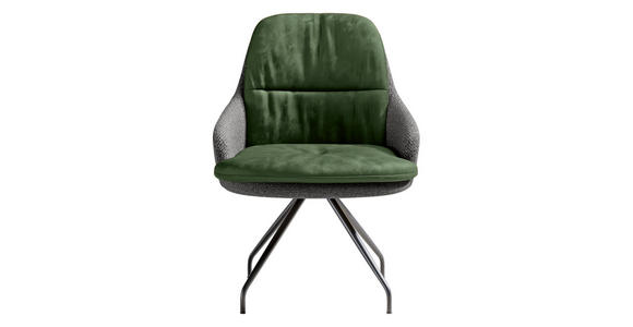 ARMLEHNSTUHL  Beinauswahl, Sitzfläche 360° drehbar, Stoff-/Lederauswahl Velours  Grau, Grün  - Schwarz/Grau, Design, Textil/Metall (60/86/66cm) - Dieter Knoll