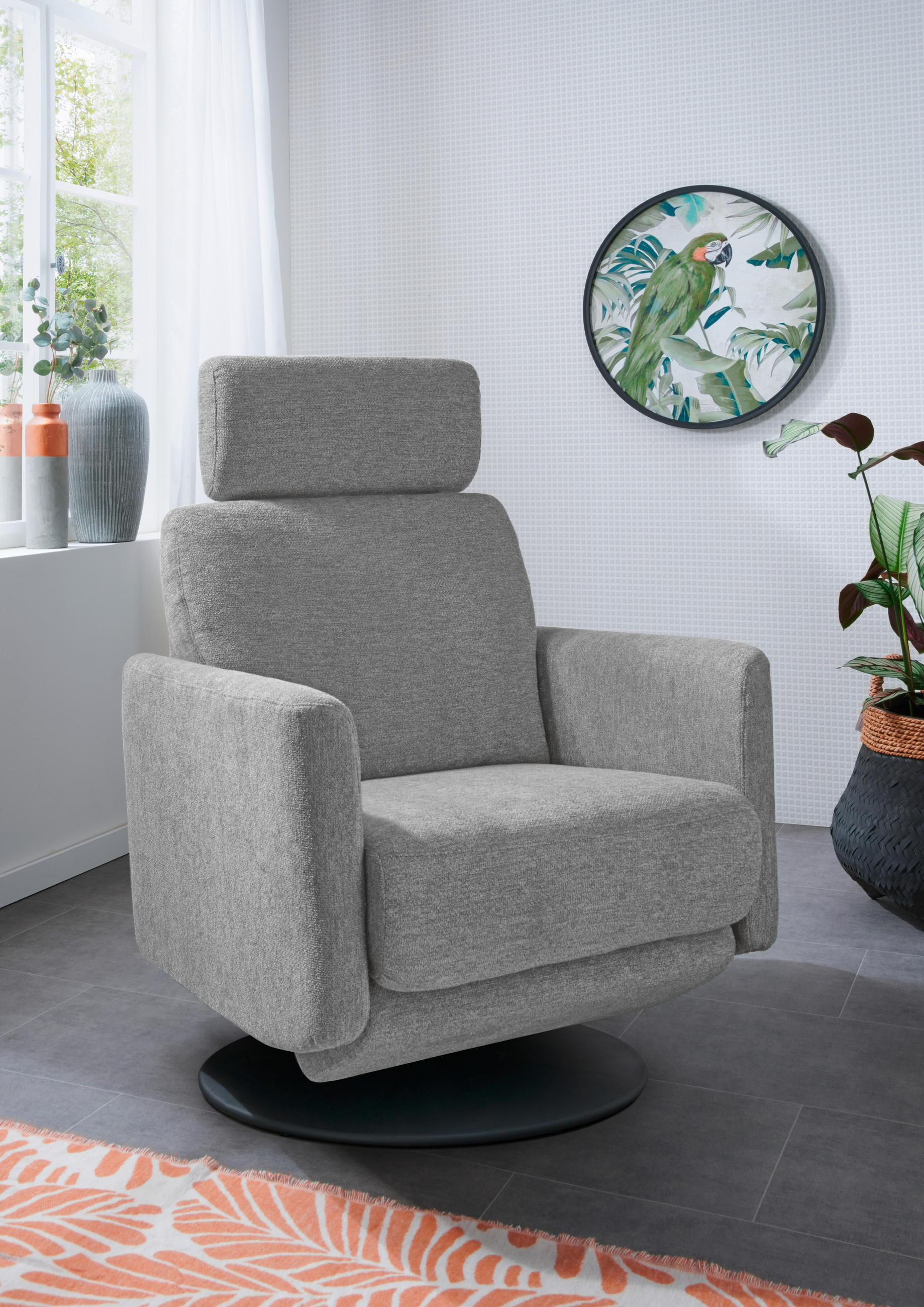 RELAXSESSEL in Textil Silberfarben  - Silberfarben/Schwarz, Modern, Textil/Metall (77/105/87-154cm) - Livetastic