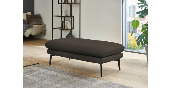 ECKSOFA in Echtleder Graubraun 180/310 cm - Graubraun/Schwarz, Design, Leder/Metall (180/310cm) - Dieter Knoll