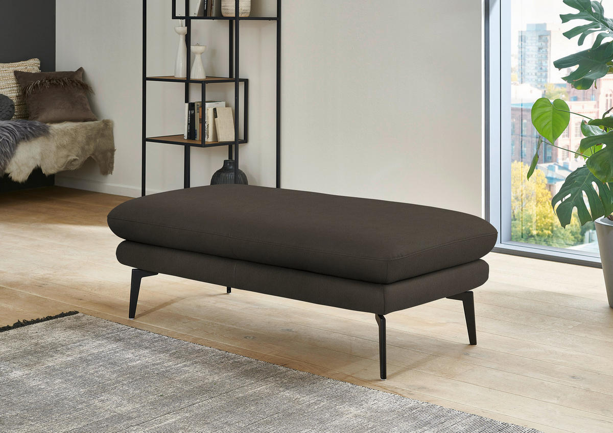 ECKSOFA in Echtleder Graubraun  - Graubraun/Schwarz, Design, Leder/Metall (180/310cm) - Dieter Knoll