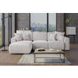 ECKSOFA in Velours Hellgrau  - Chromfarben/Hellgrau, KONVENTIONELL, Kunststoff/Textil (195/293cm) - Carryhome