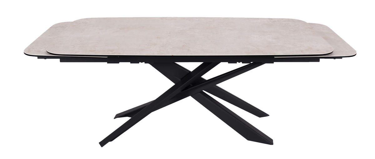 ESSTISCH in Metall, Glas, Keramik 190-290/100/76 cm  - Beige/Schwarz, Design, Glas/Keramik (190-290/100/76cm) - Novel