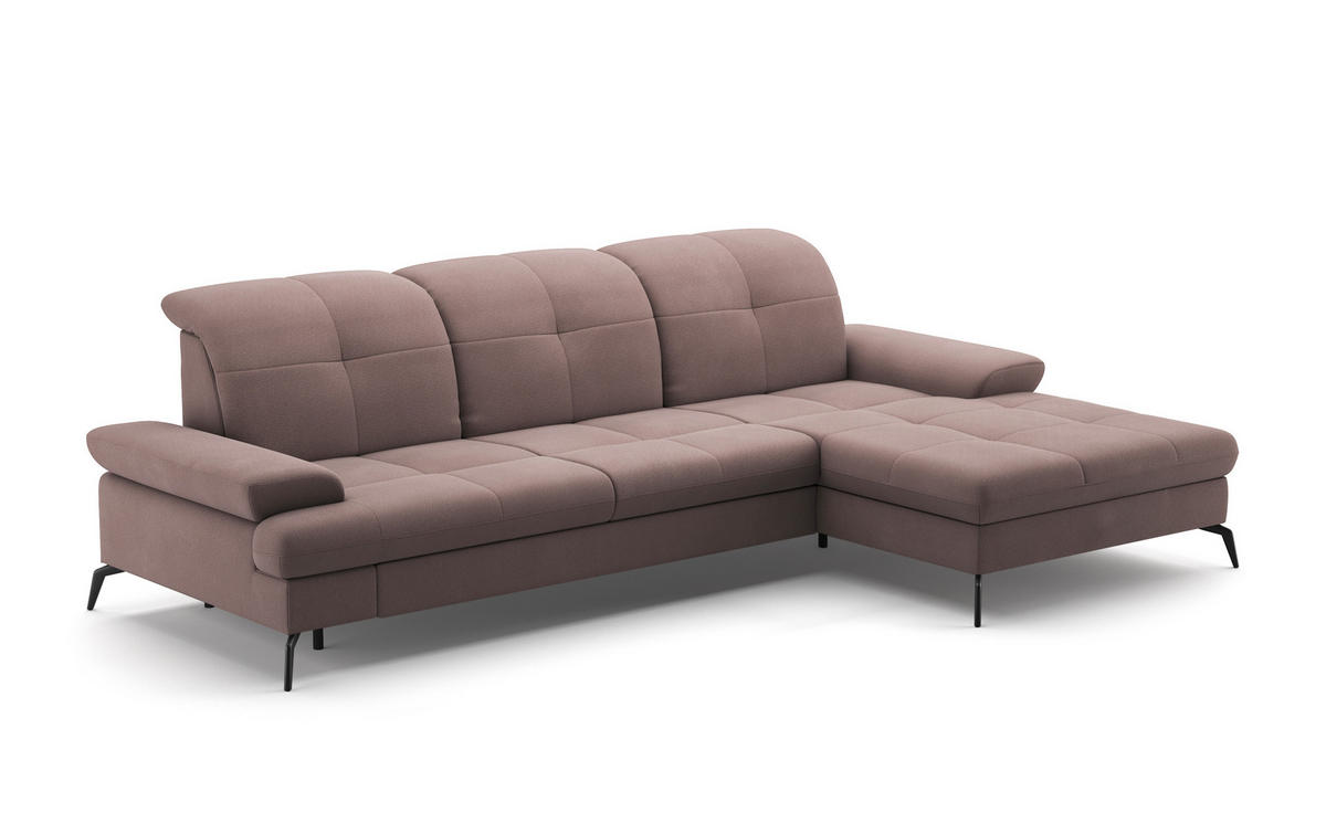 CANAPÉ D'ANGLE in Flachgewebe Taupe  - Taupe/Schwarz, Konventionell, Textil/Metall (279/185cm) - Sit & More