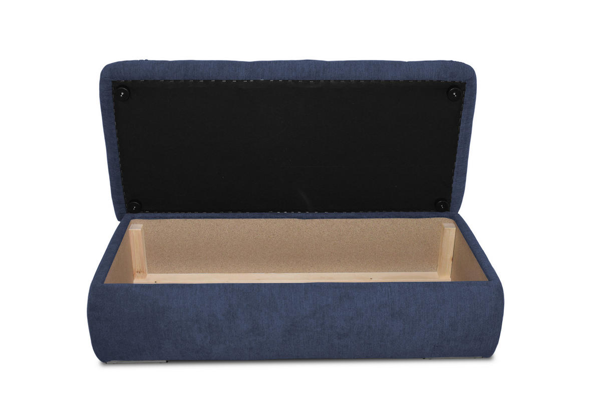 HOCKER Mikrofaser Dunkelblau  - Chromfarben/Dunkelblau, KONVENTIONELL, Textil/Metall (136/43/64cm) - MID.YOU