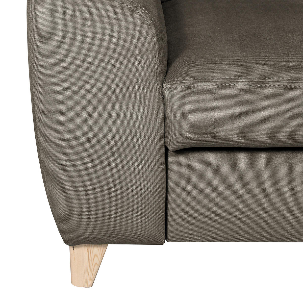 ECKSOFA in Webstoff Graubraun  245/208 cm  - Graubraun/Buchefarben, Design, Holz/Textil (245/208cm) - Livetastic
