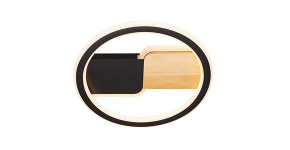 LED-DECKENLEUCHTE 30/6 cm   - Schwarz/Naturfarben, LIFESTYLE, Holz/Kunststoff (30/6cm) - Novel