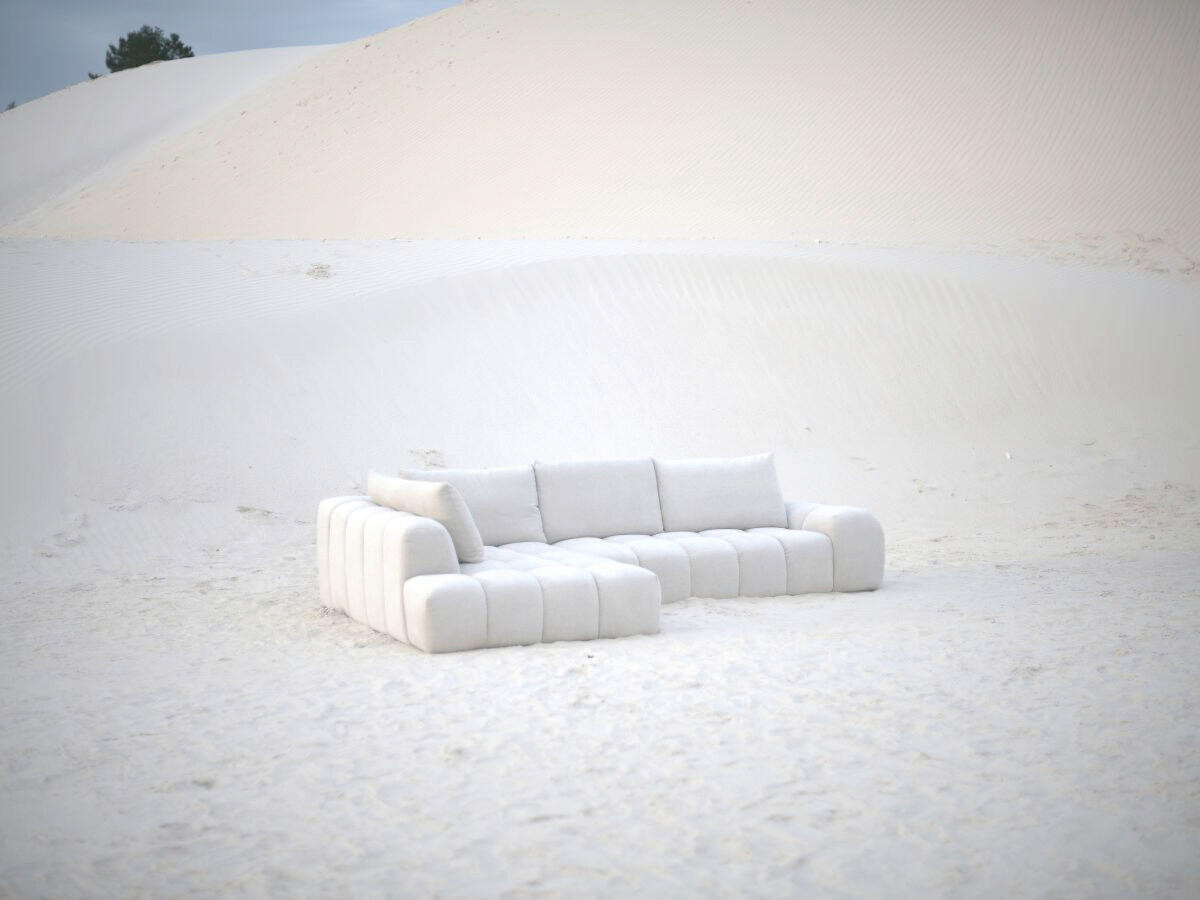 ECKSOFA Ottomane links  EVEREST Beige Struktur  - Beige/Schwarz, MODERN, Kunststoff/Textil (210/352cm)