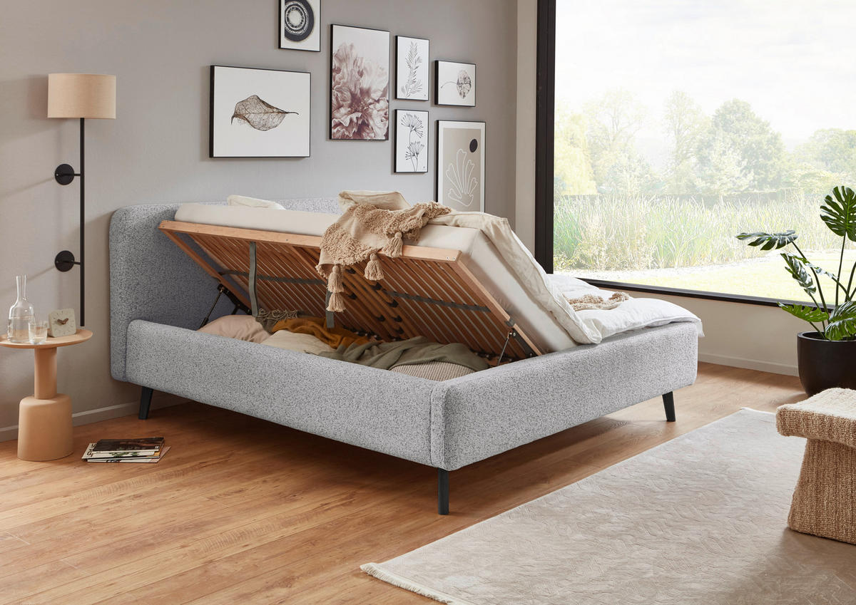 POLSTERBETT 180/200 cm, {[inkl. ],item.attr('349-543'),[, ]} - Birkefarben/Buchefarben, Design, Holz/Textil (180/200cm) - Xora