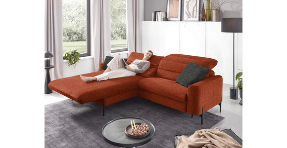 ECKSOFA in Flachgewebe Rostfarben 191/252 cm - Rostfarben/Schwarz, Design, Textil/Metall (191/252cm) - Dieter Knoll