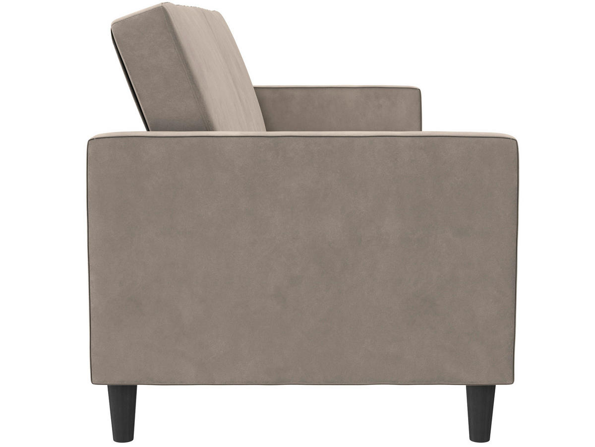 SCHLAFSOFA Velours Taupe  - Taupe/Schwarz, Basics, Kunststoff/Textil (207/86/86cm) - Livetastic