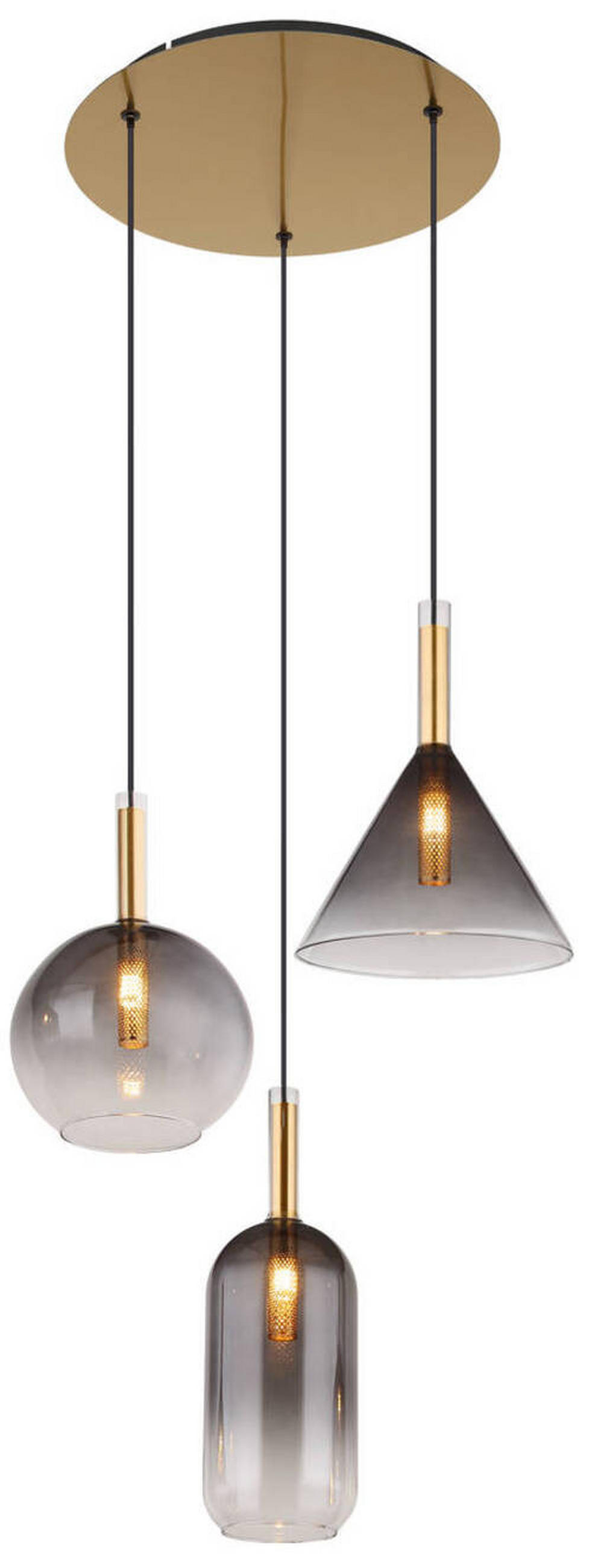 VISEČA SVETILKA        43/150 cm      G9 - prozorno/barve medenine, Design, kovina/steklo (43/150cm) - Globo