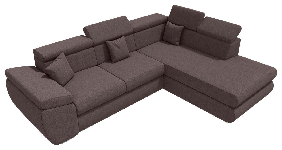 ECKSOFA Graubraun Struktur  - Chromfarben/Graubraun, KONVENTIONELL, Kunststoff/Textil (282/205cm) - Carryhome