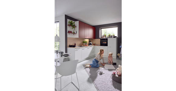 EINBAUKÜCHE - Eichefarben/Rot, Design, Holzwerkstoff - Dieter Knoll