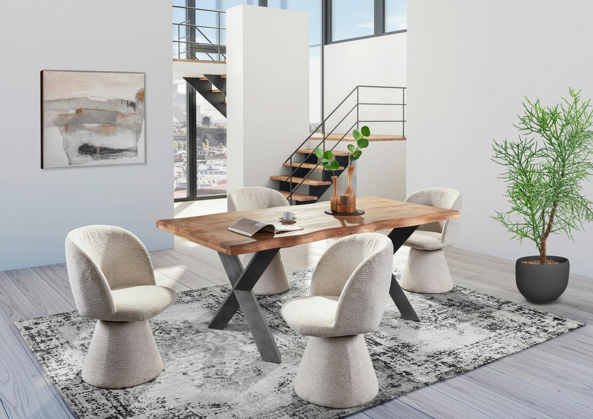 ESSTISCH in Metall, Holz 220/100/78 cm  - Schwarz/Naturfarben, MODERN, Holz/Metall (220/100/78cm) - Livetastic