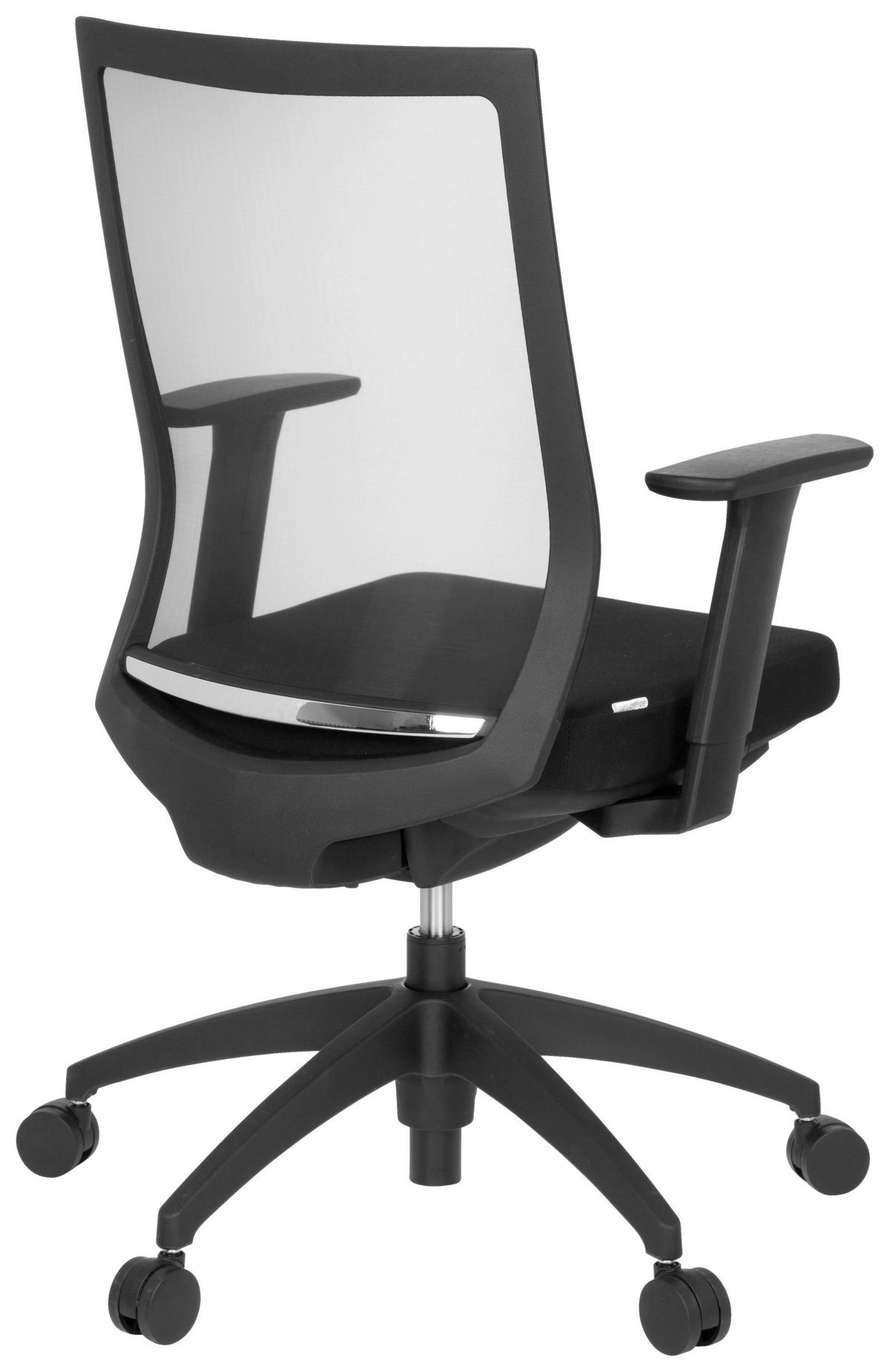 DREHSTUHL Netzbespannung, Flachgewebe Schwarz, Chromfarben  - Chromfarben/Schwarz, MODERN, Kunststoff/Textil (63/106/55cm) - MID.YOU