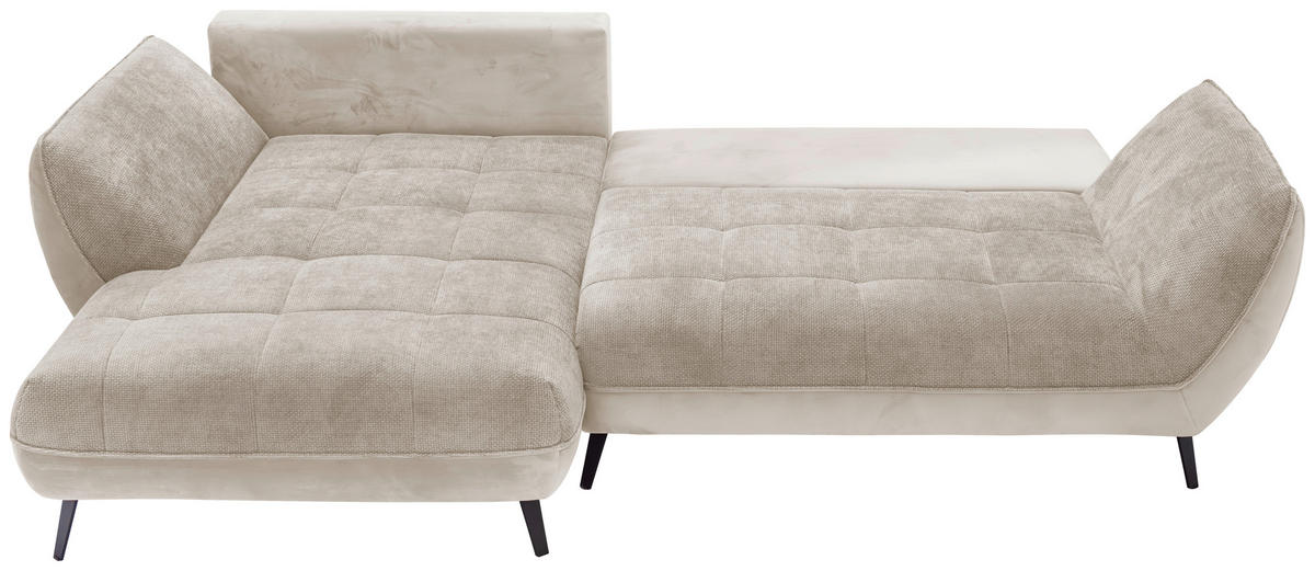 ECKSOFA in Struktur Beige, Hellbraun  - Hellbraun/Beige, Design, Textil/Metall (187/282cm) - Livetastic