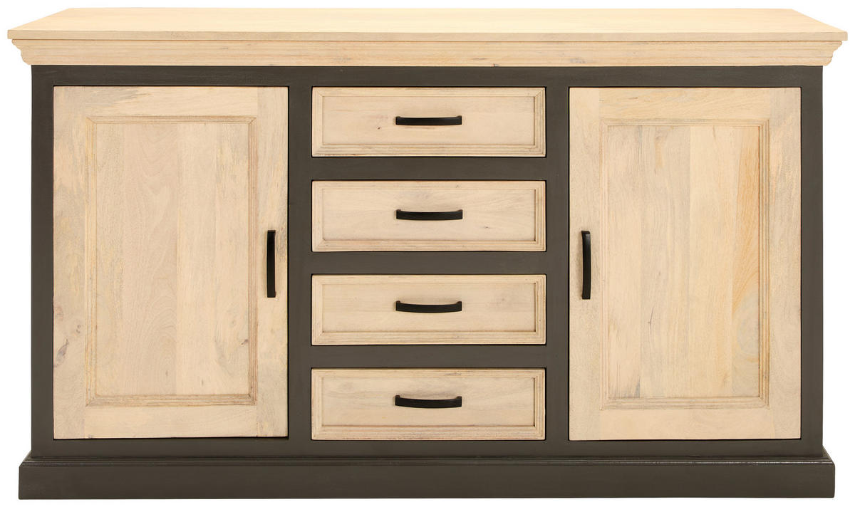 SIDEBOARD  in 160/90/40 cm  - Schwarz/Naturfarben, Natur, Holz/Metall (160/90/40cm) - Livetastic