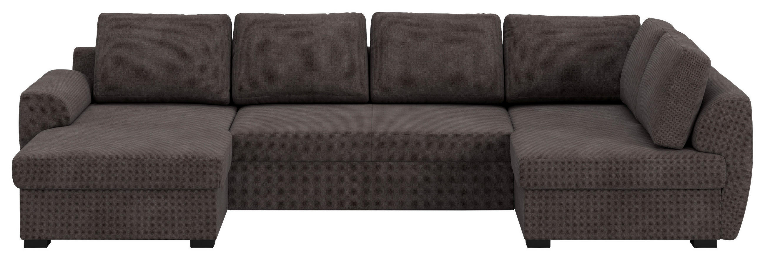 SJEDEĆA GARNITURA tekstil  smeđa   - smeđa/crna, Trend, tekstil/plastika (154/327/86cm) - MID.YOU