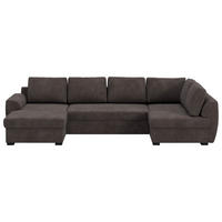 SJEDEĆA GARNITURA tekstil  smeđa   - smeđa/crna, Trend, tekstil/plastika (154/327/86cm) - MID.YOU