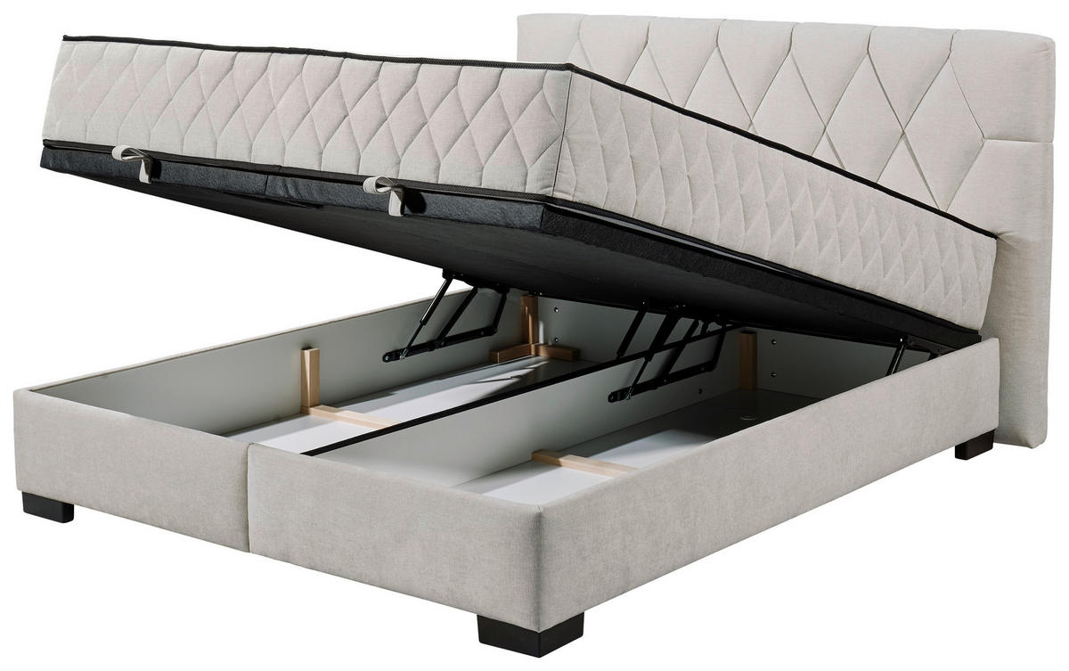 BOXBETT 160/200 cm  in Beige  - Beige/Schwarz, MODERN, Holzwerkstoff/Kunststoff (160/200cm) - MID.YOU