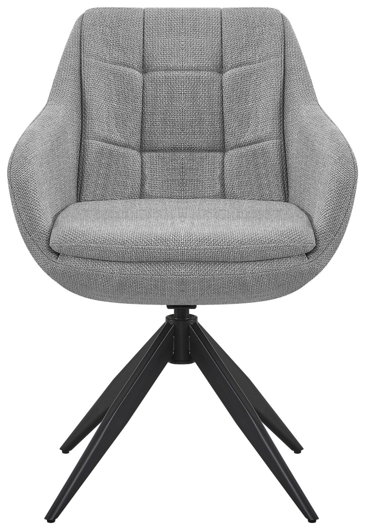 ARMLEHNSTUHL  Sitzfläche 360° drehbar, automatische Rückholfunktion Webstoff  Schwarz, Hellgrau  - Hellgrau/Schwarz, Design, Textil/Metall (62/83/61cm) - Novel