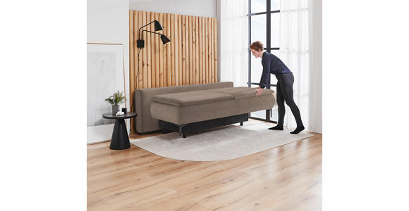 BOXSPRINGSOFA in Webstoff Hellbraun - Hellbraun/Schwarz, KONVENTIONELL, Textil/Metall (204/93/100cm) - Novel