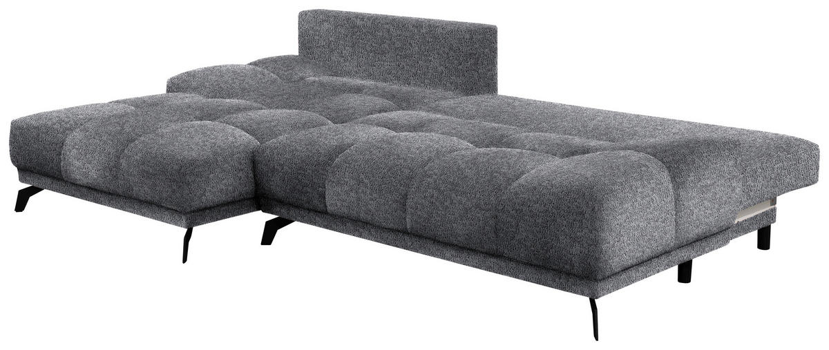 ECKSOFA in Chenille Dunkelgrau  - Dunkelgrau/Schwarz, Modern, Textil/Metall (182/290cm) - Hom`in