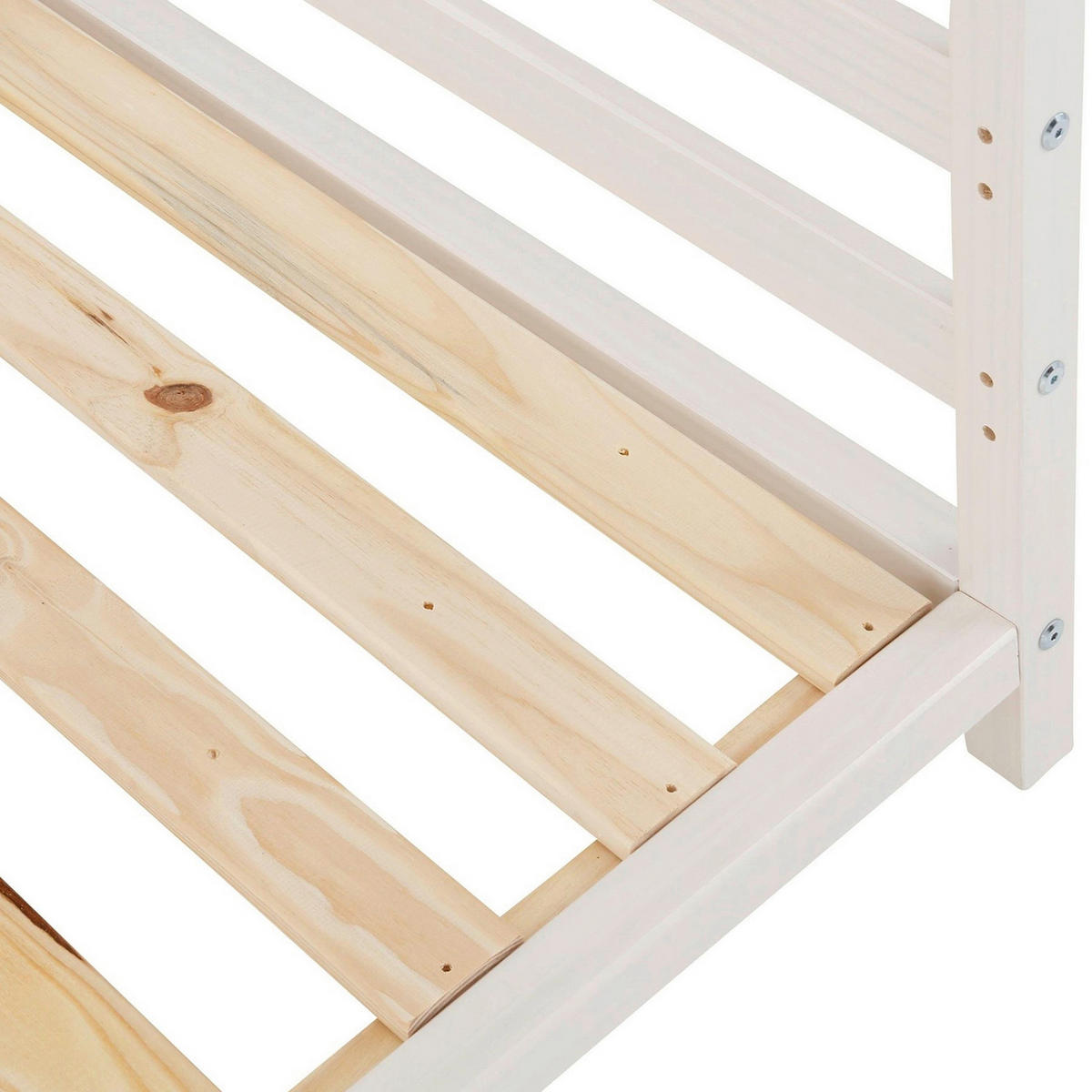 HAUSBETT 90/200 cm,  in Weiß, Lattenrost  - Naturfarben/Weiß, MODERN, Holz (90/200cm) - MID.YOU