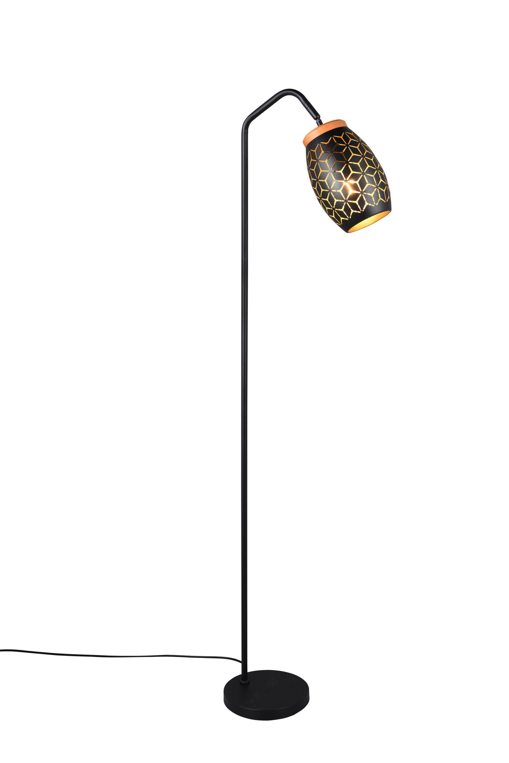 Thumbnail - Stehleuchte, Schwarz, Kiefer, Gold, Holz, Metall, Kiefer, 147 cm, Fußschalter, Lampen & Leuchten, Innenbeleuchtung, Leuc...