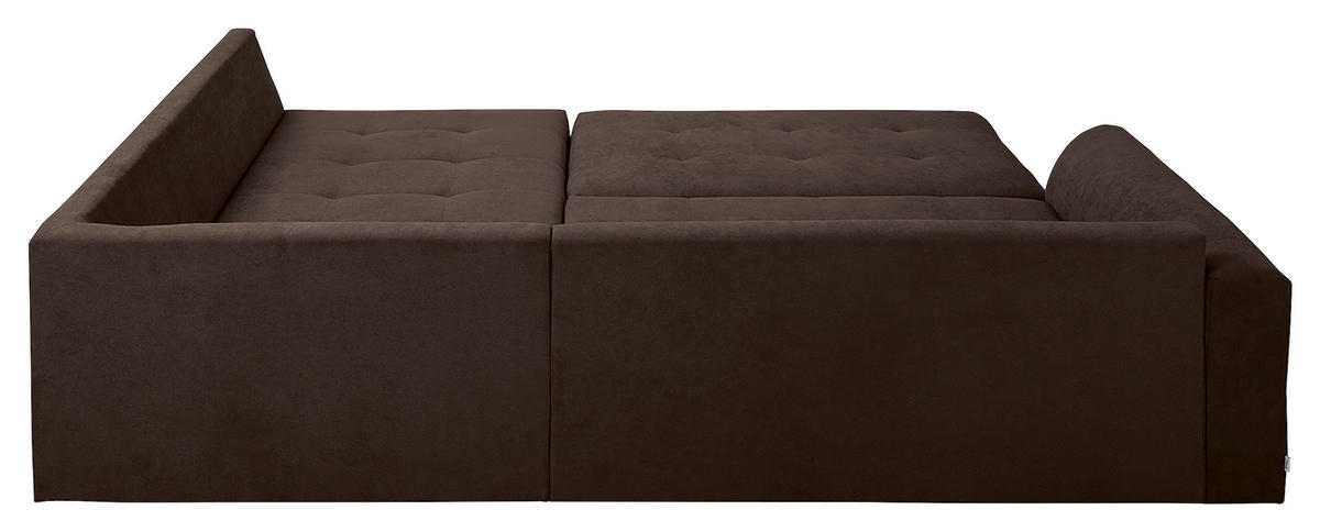 ECKSOFA inkl. Hocker Ariella Graubraun Mikrofaser  - Graubraun/Naturfarben, Design, Holz/Textil (161/231cm) - Livetastic