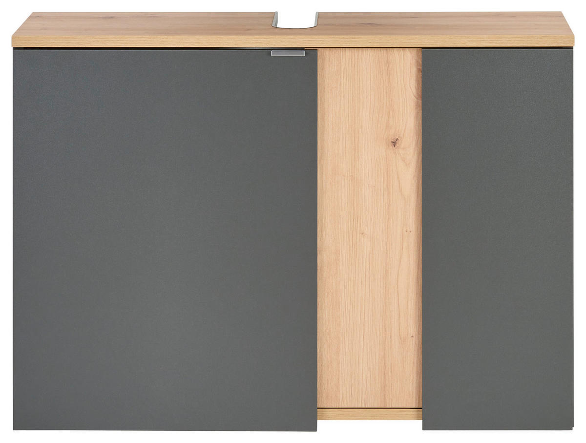 MEUBLE SOUS-LAVABO 80/56/32 cm  - Anthrazit/Silberfarben, Basics, Holzwerkstoff/Metall (80/56/32cm) - home24