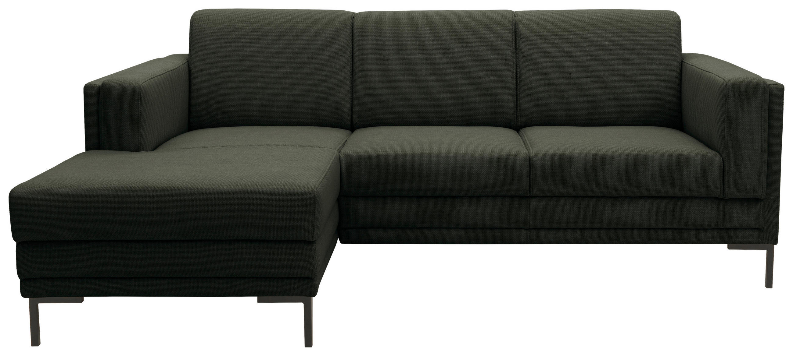 ECKSOFA in Webstoff Dunkelgrün  214/146 cm  - Dunkelgrün/Schwarz, Design, Textil/Metall (214/146cm) - LOOKS by W.Joop