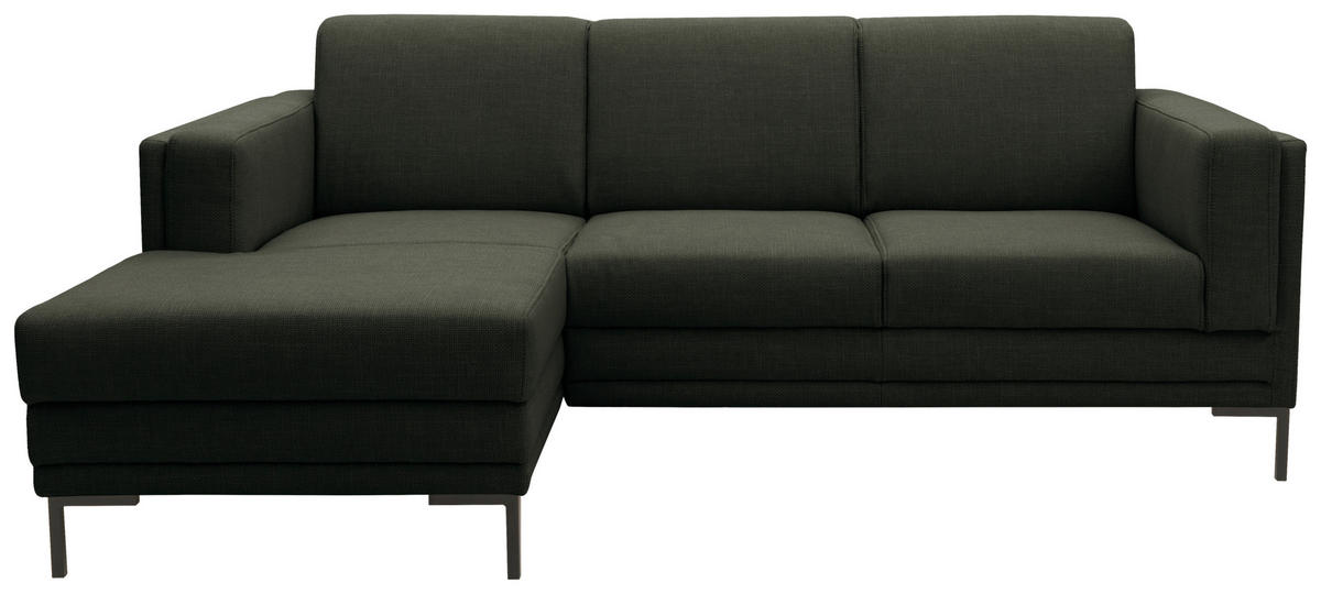 ECKSOFA in Webstoff Dunkelgrün  214/146 cm  - Dunkelgrün/Schwarz, Design, Textil/Metall (214/146cm) - LOOKS by W.Joop