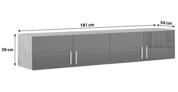 AUFSATZSCHRANK 181/39/54 cm Dunkelgrau, Eiche Artisan  - Dunkelgrau/Alufarben, Design, Holzwerkstoff/Kunststoff (181/39/54cm) - Carryhome