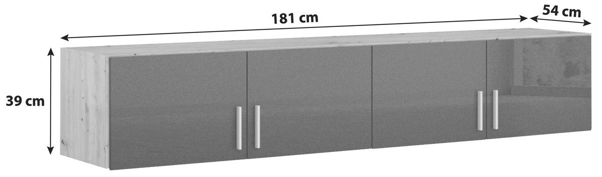 AUFSATZSCHRANK 181/39/54 cm Dunkelgrau, Eiche Artisan  - Dunkelgrau/Alufarben, Design, Holzwerkstoff/Kunststoff (181/39/54cm) - Carryhome