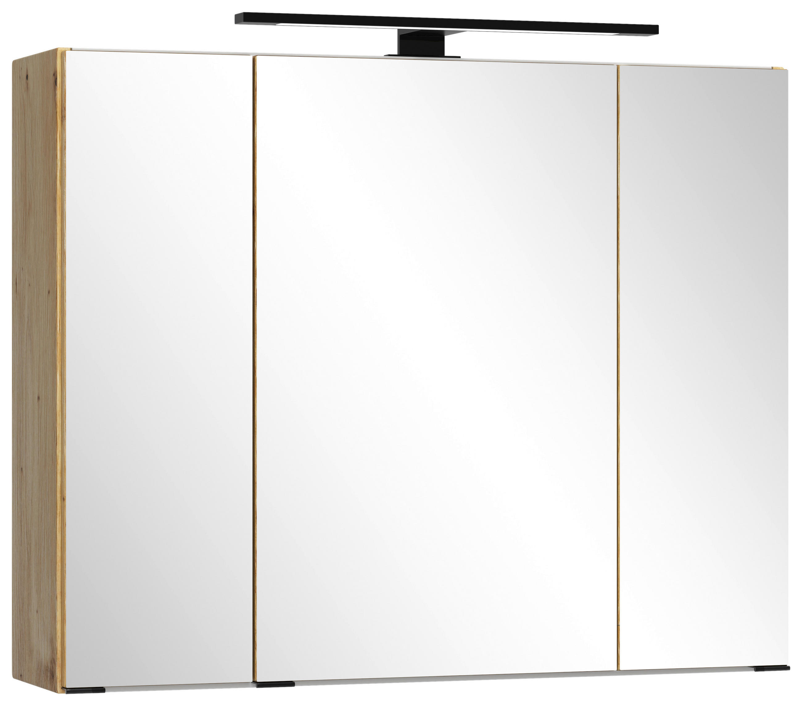 SPIEGELSCHRANK 80/64/20 cm - Schwarz/Eiche Artisan, Modern, Glas/Holzwerkstoff (80/64/20cm) - Held
