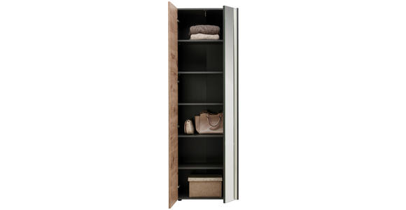 GARDEROBENSCHRANK 66/192/37 cm  - Eichefarben/Schwarz, Design, Holzwerkstoff/Kunststoff (66/192/37cm) - Hom`in