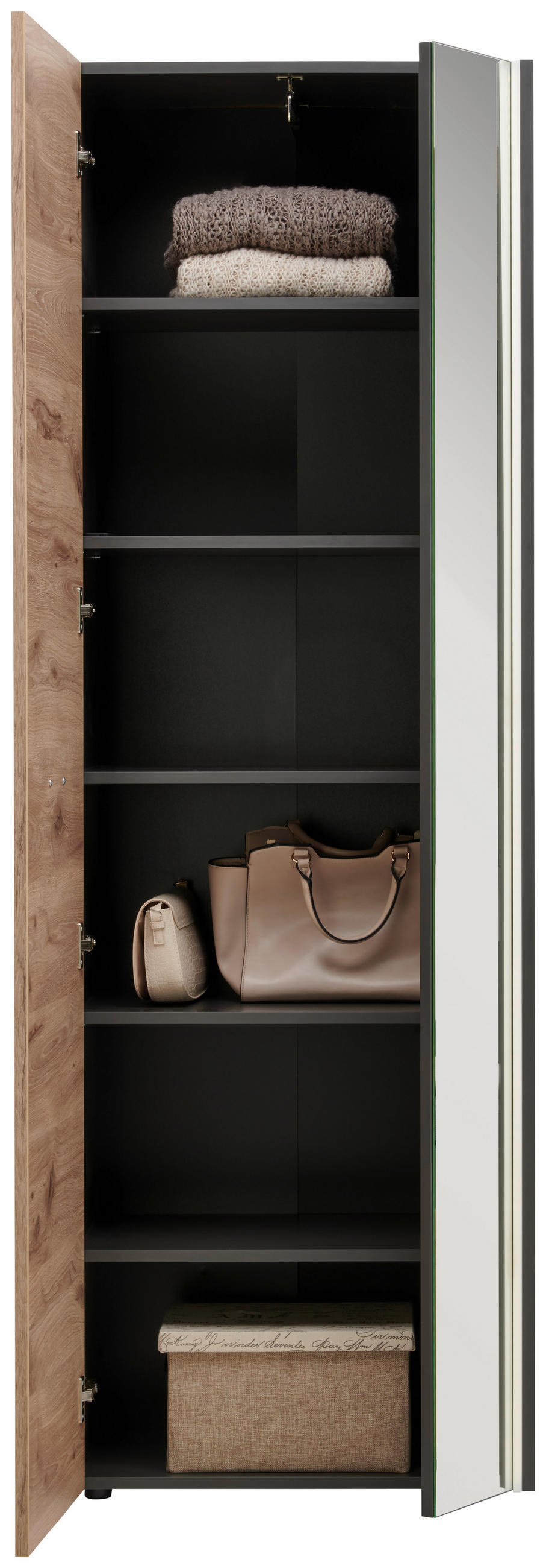 GARDEROBENSCHRANK 66/192/37 cm  - Eichefarben/Schwarz, Design, Holzwerkstoff/Kunststoff (66/192/37cm) - Hom`in