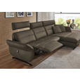ECKSOFA in Echtleder Graubraun  300/157 cm  - Graubraun/Schwarz, Design, Leder/Metall (300/157cm) - Dieter Knoll