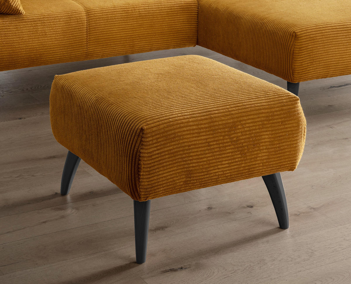HOCKER in Holz, Textil Goldfarben  - Goldfarben/Schwarz, Modern, Holz/Textil (66/44/66cm) - MID.YOU