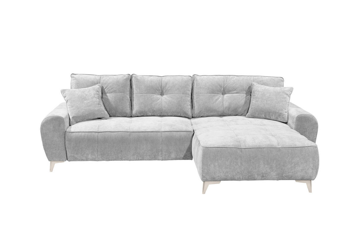 ECKSOFA Webstoff Silberfarben  - Kaschmir/Silberfarben, Modern, Kunststoff/Textil (284/191cm) - MID.YOU