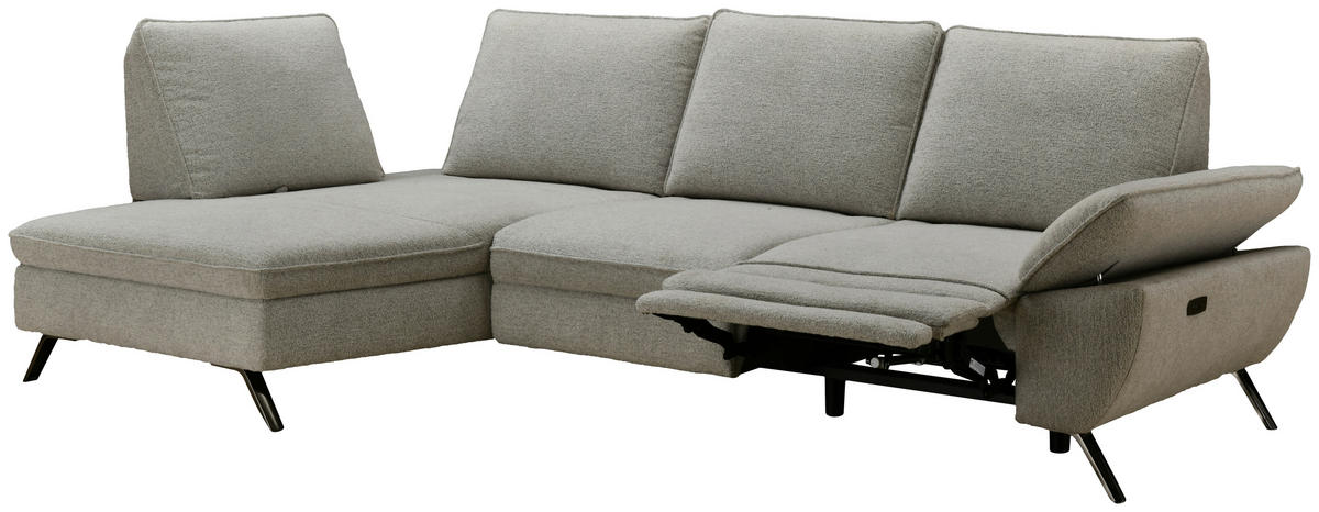 ECKSOFA Beige Webstoff  - Beige/Schwarz, MODERN, Textil/Metall (161/290cm) - Livetastic