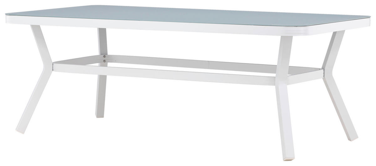 GARTENTISCH 200/100/74 cm Metall, Stein rechteckig  - Weiß, KONVENTIONELL, Stein/Metall (200/100/74cm) - Gardenson