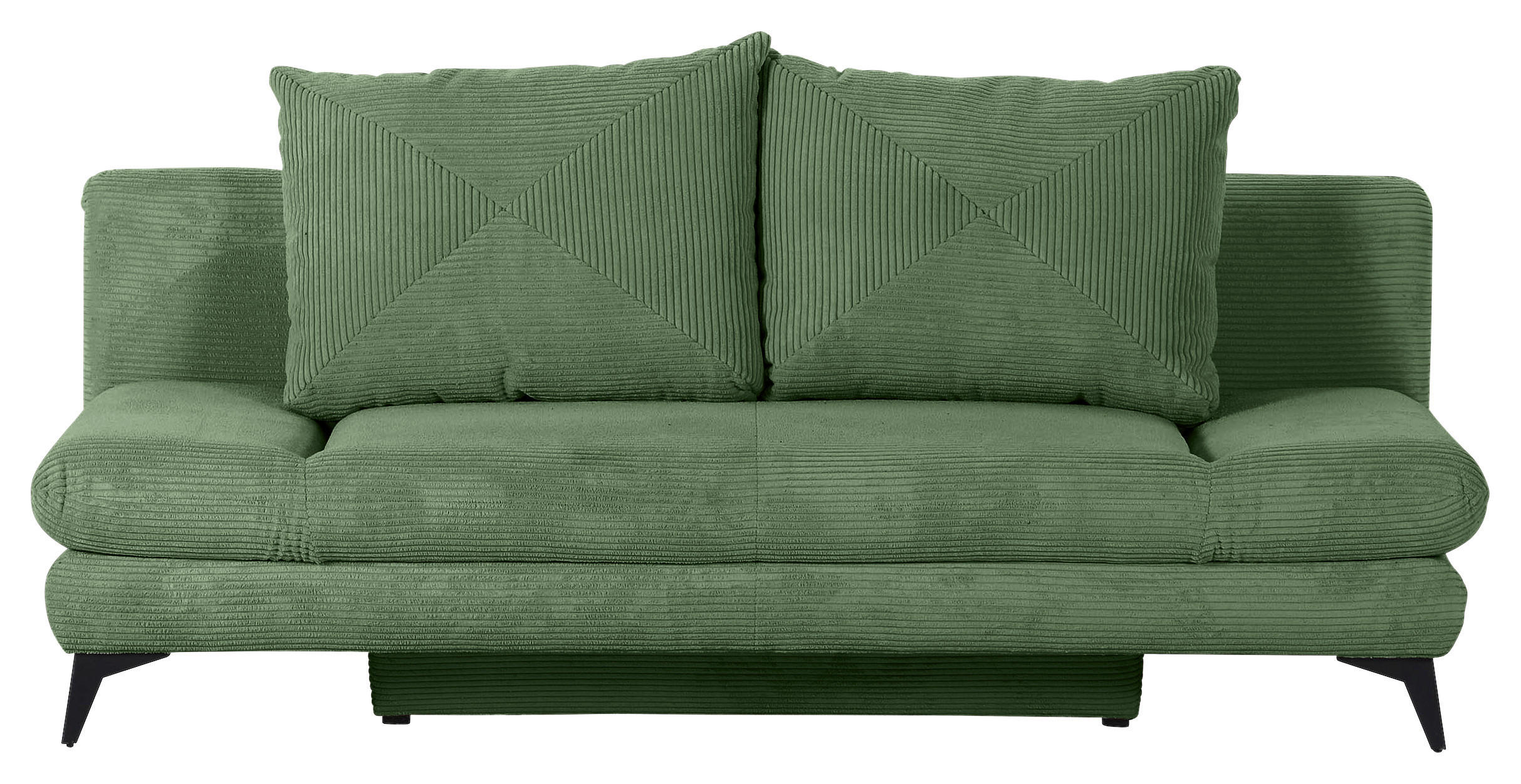 SCHLAFSOFA Cord Olivgrün  - Schwarz/Olivgrün, KONVENTIONELL, Textil/Metall (200/78/95cm) - home24