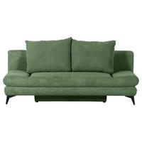 SCHLAFSOFA  mit Stoffauswahl, Liegefunktion, Schlafen auf Sitzhöhe, Rücken echt Cord Olivgrün  - Schwarz/Olivgrün, KONVENTIONELL, Textil/Metall (200/78/95cm) - home24