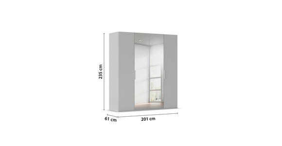 DREHTÜRENSCHRANK 201/235/61 cm,  in Champagner, 4-türig  - Champagner, Basics, Glas/Holzwerkstoff (201/235/61cm) - Novel