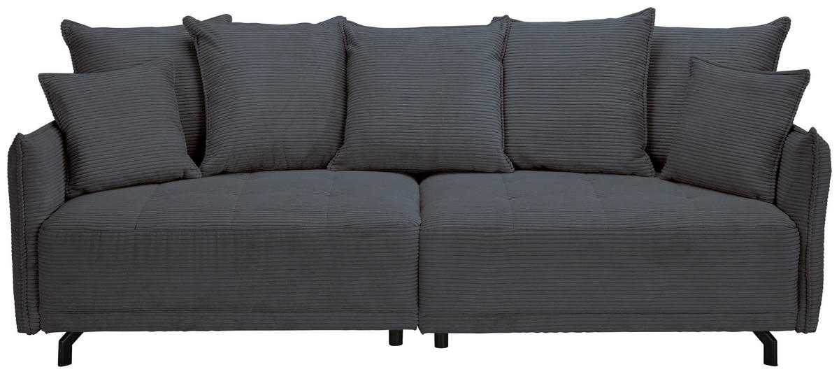 BIGSOFA in Cord Anthrazit  - Anthrazit/Schwarz, Design, Textil/Metall (226/91/103cm) - Carryhome