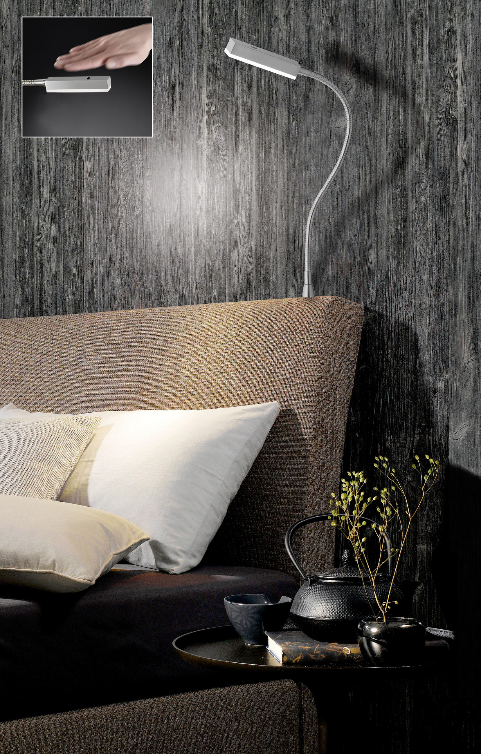 LED-WANDLEUCHTE   - Nickelfarben, Design, Kunststoff/Metall (2,5/48cm) - Fischer & Honsel