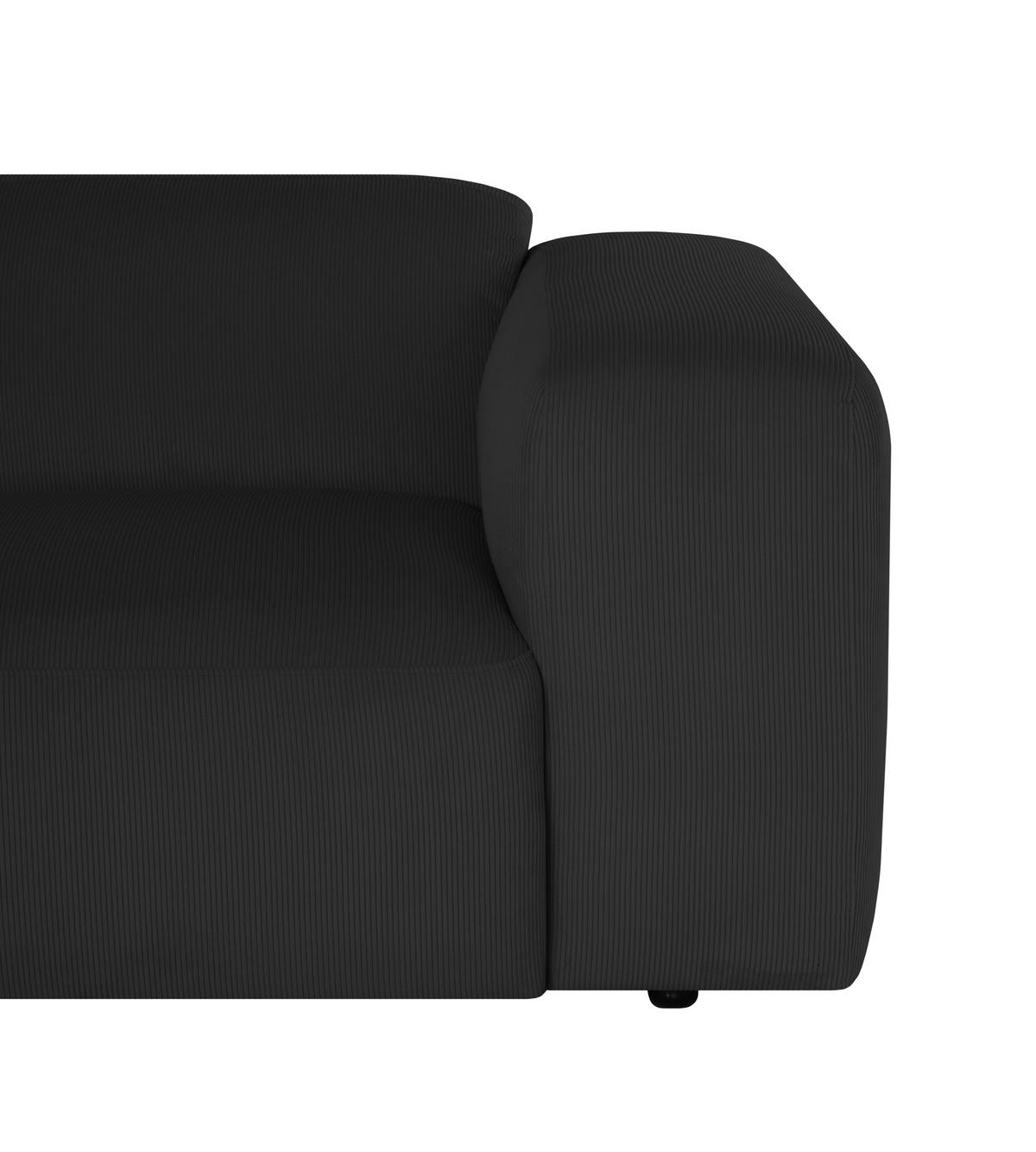 ECKSOFA HANNAH Schwarz Cord  - Schwarz, Design, Kunststoff/Textil (200/304cm) - MID.YOU