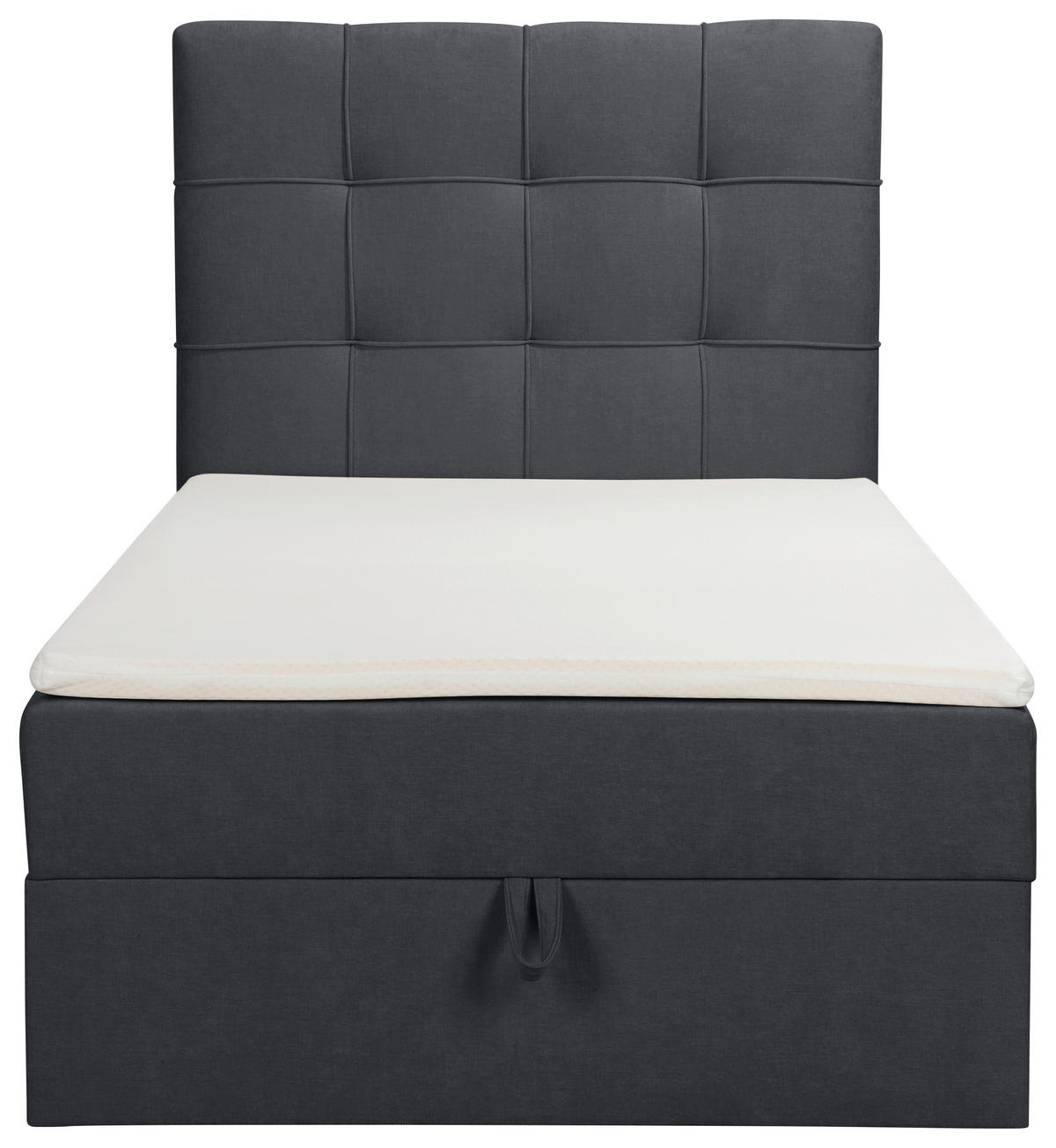 BOXBETT 100/200 cm,  in Anthrazit, Matratze, gepolstertes Kopfteil, Bettkasten, Topper, H3 = fest  - Anthrazit/Schwarz, Basics, Kunststoff/Textil (100/200cm) - Chameo